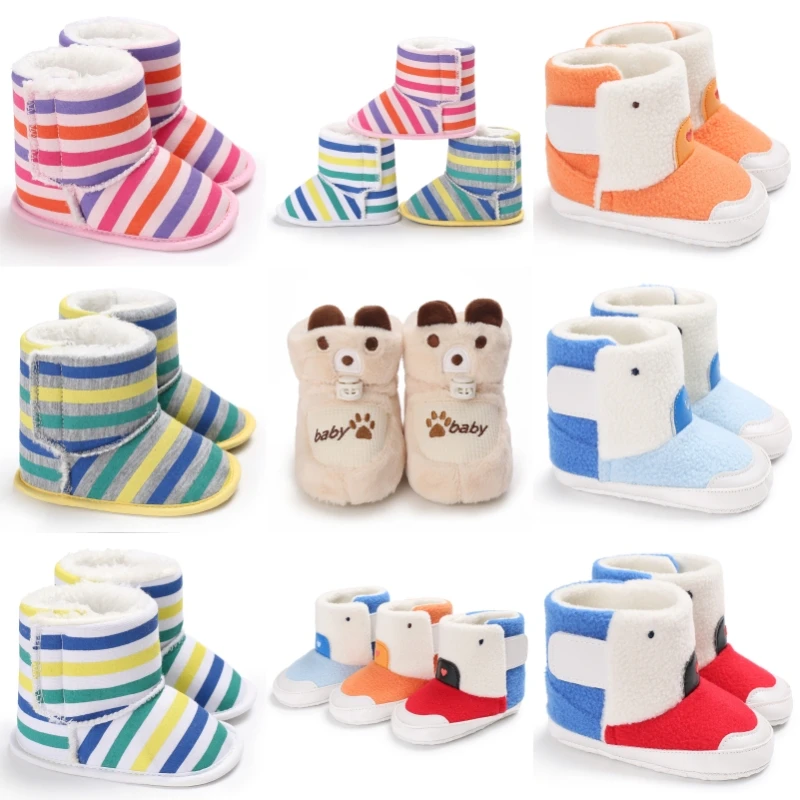 New Winter Cute Cartoon Baby Boots Cotton Warm Soft Sole Fir