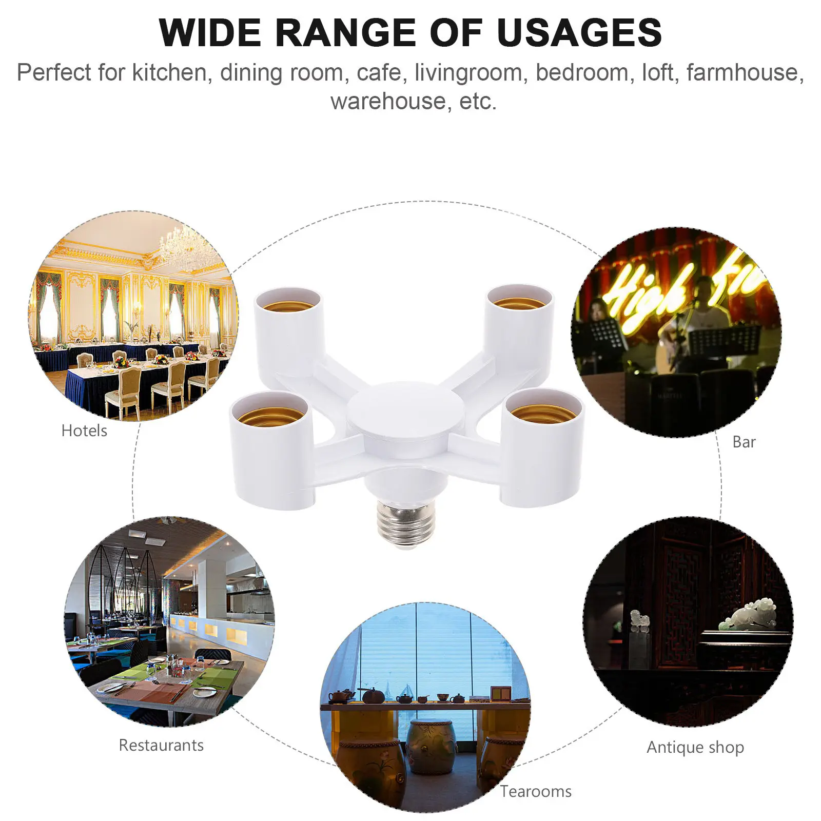 

Разветвитель для светильников на 4 гнезда, адаптер E26/E27, конвертер для светодиодных ламп, для самостоятельной установки, изолированный, с медными контактами из АБС-пластика