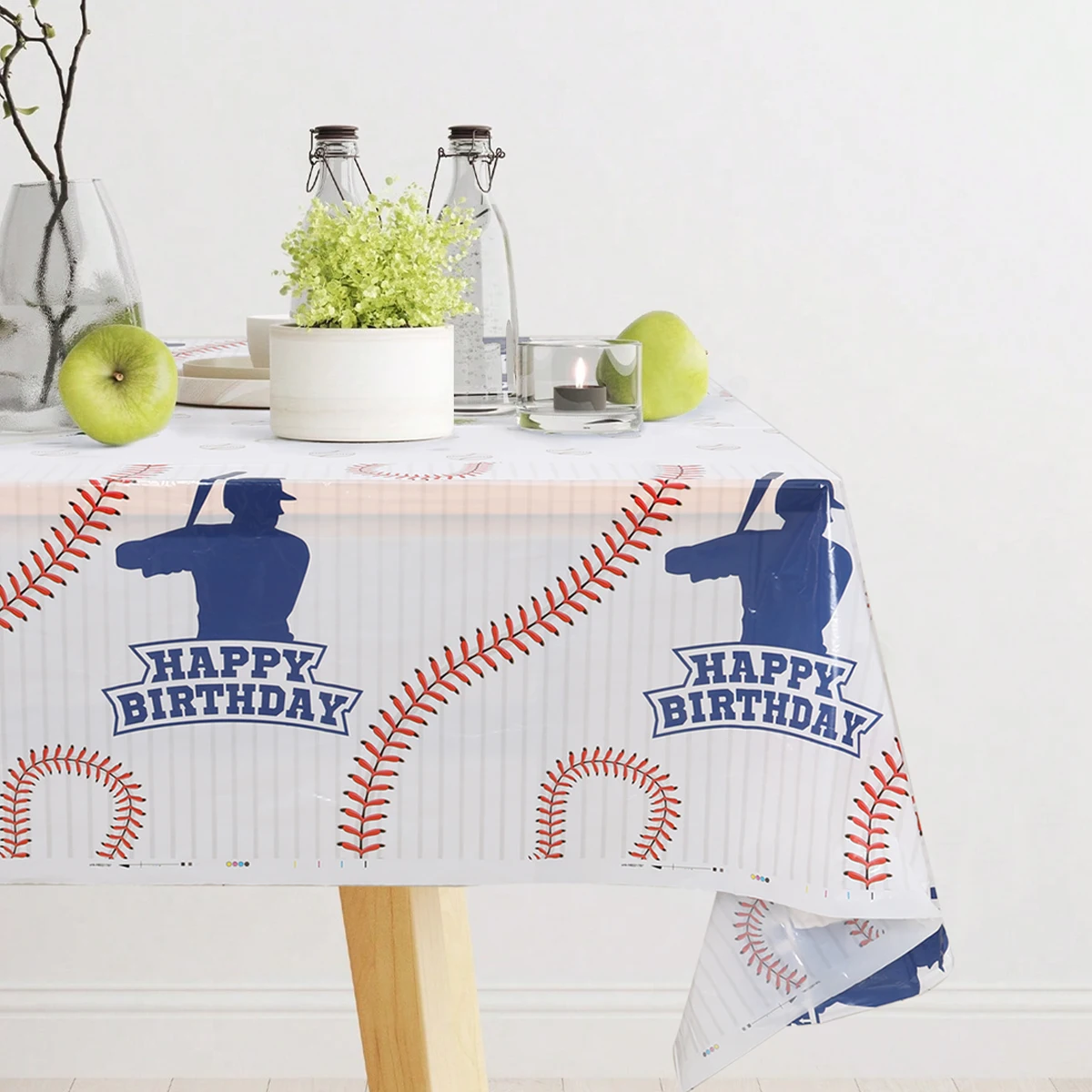 Baseball Theme Birthday PE Tablecloth Happy Sport Birthday Party Decorations Kid Boy Camping Fishing Party Supplies Table Covers