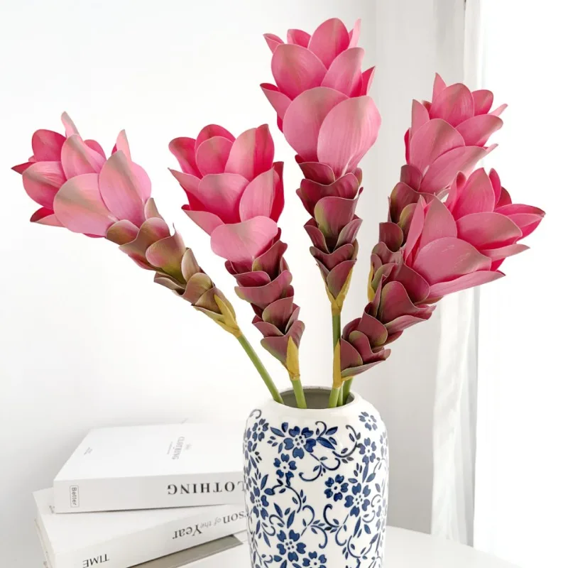 Flor de jengibre simulada, rama larga degradada, flor de seda Artificial para fiesta DIY, decoración de habitación de boda, decoración Rural de Hotel