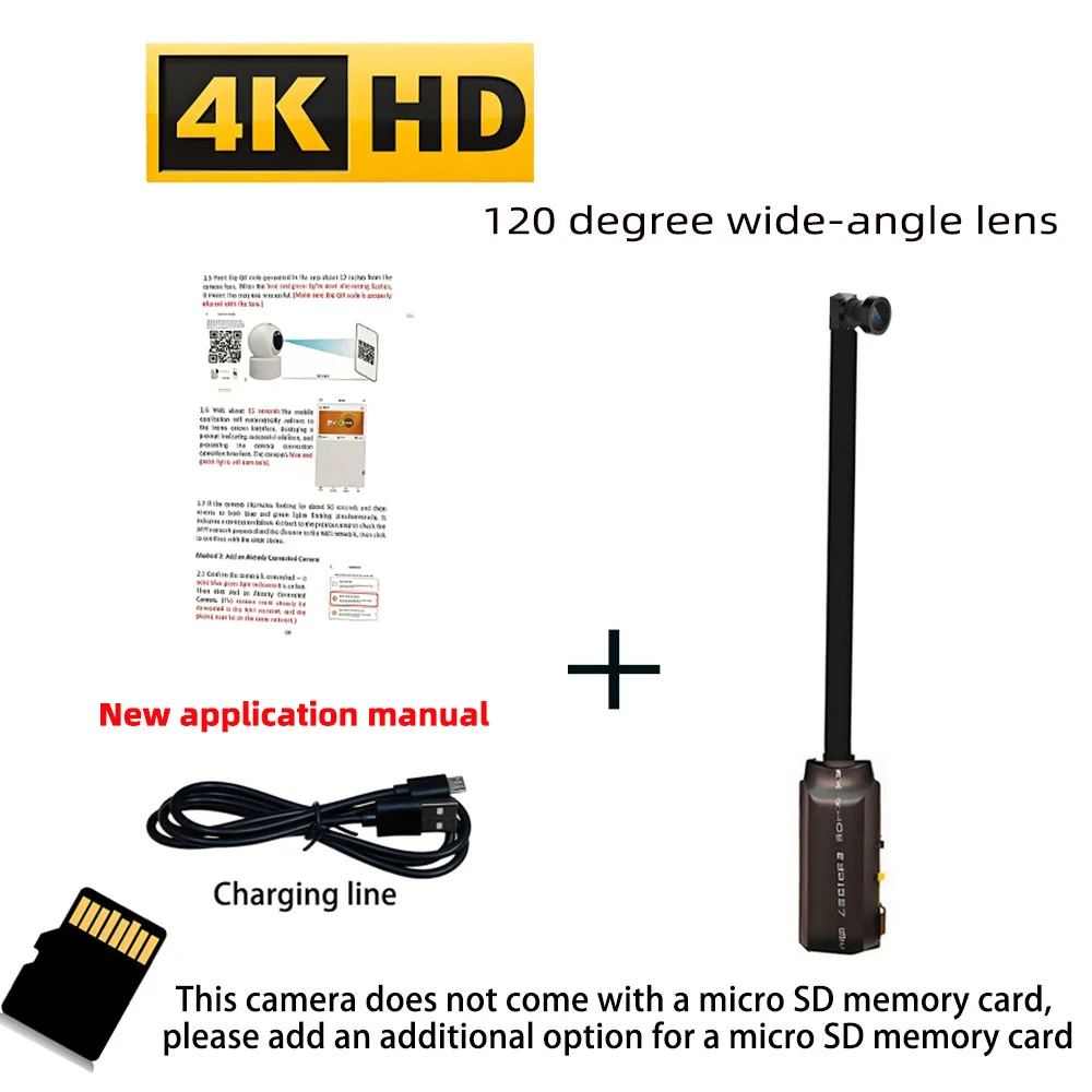Verbeterde versie, 4K HD mini WiFi-camera, ondersteunt weergave op afstand, bewegingsdetectie, doe-het-zelf-camera in nanny-stijl - afbeelding 1