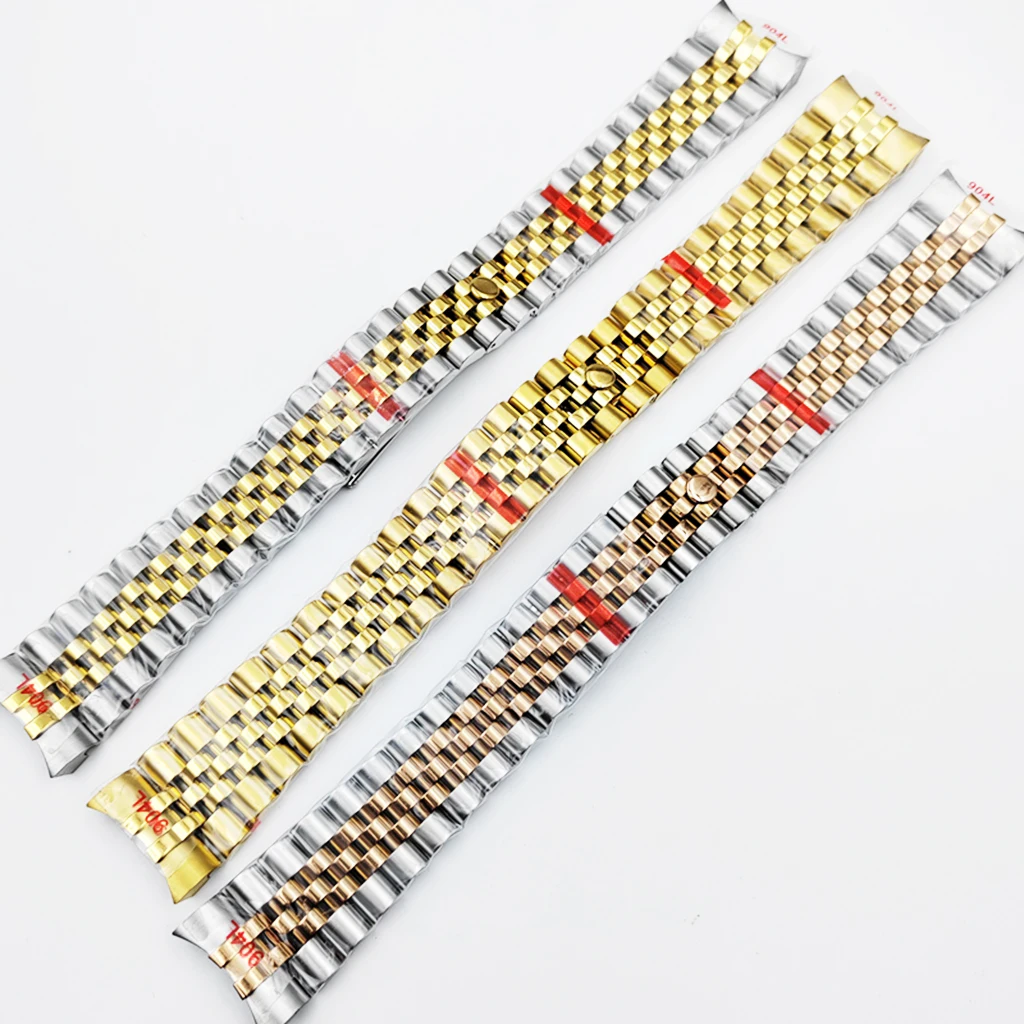 20mm President Strap Watch Bracelet Replacement Gold Silver Solid Stainless Steel Fits Watches Case Parts