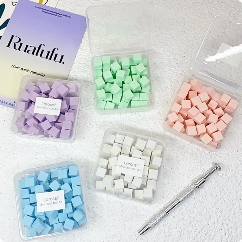 50 pçs mini quadrado prego esponja em pó puff unhas arte gel polonês ferramentas maquiagem cosméticos prego buffer bloco para acessórios de manicure