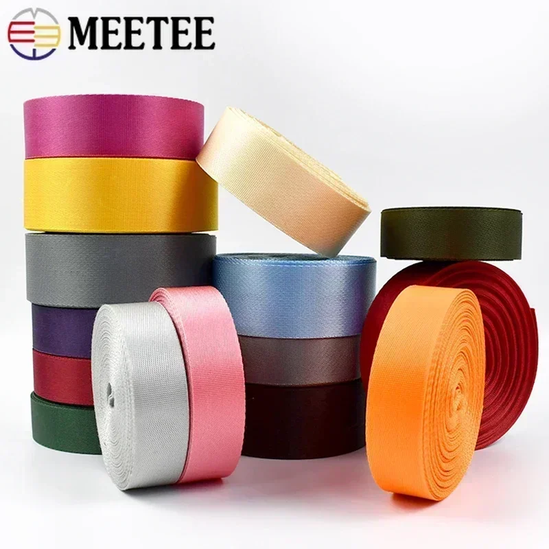 5M 20-50mm Nylon Webbing for Bag Strap 0.7mm Thick Colorful Satin Ribbon Tape Belt Sling Sewing Bias Binding Trimmings Material