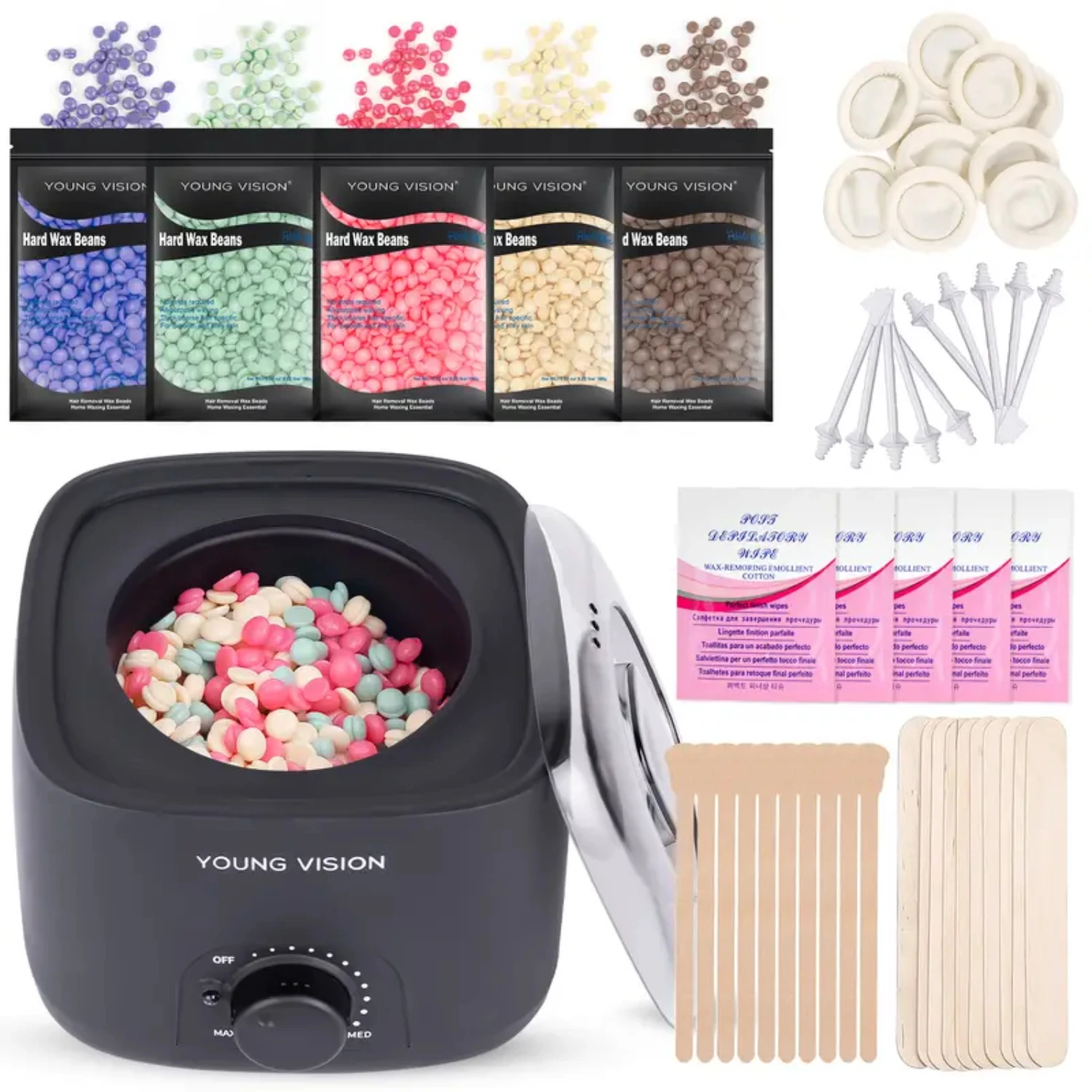 Wax Warmer Waxing Kit, Wax Beads For Hair Removal, Bulk Wax Beads For Home Waxing Comb Volume powder hair Eczema cream Wax stik