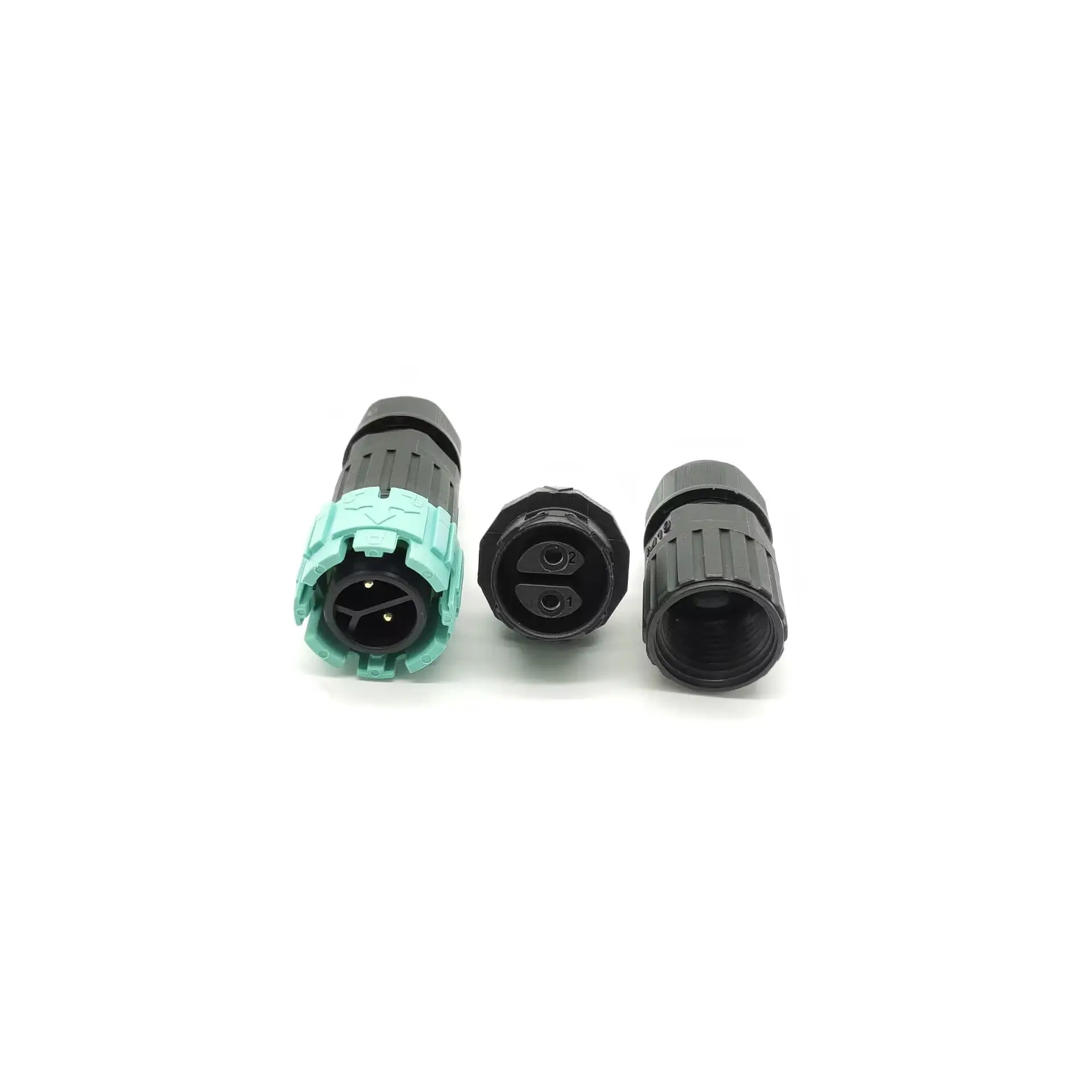 M19 2 Pin Waterproof Connector Male Female IP68 PA66 Flame-Retardant Screw Fixing for 3.5-6.5mm / 5-8mm / 7-10mm Cable
