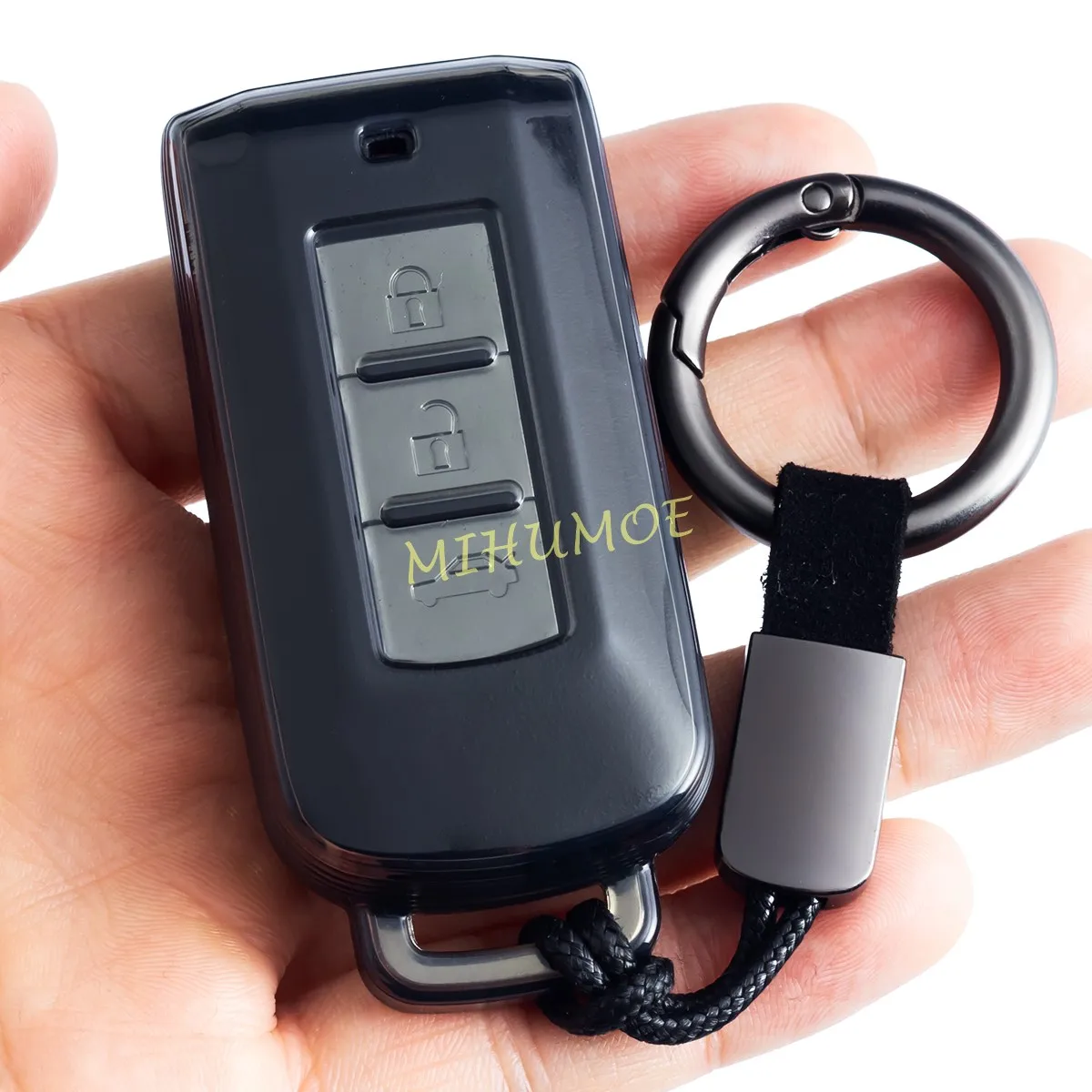 For Mitsubishi Lancer Outlander Mirage RVR Eclipse ASX Montero/Pajero Sport MK3 Transparent Car Key Fob Case Cover Keychain Ring