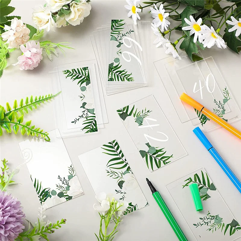 Blank Place Cards 50Pcs Clear Acrylic Table Place Card Wedding Rectangle Seating Cards Names Tag Birthday Party DIY Decoration