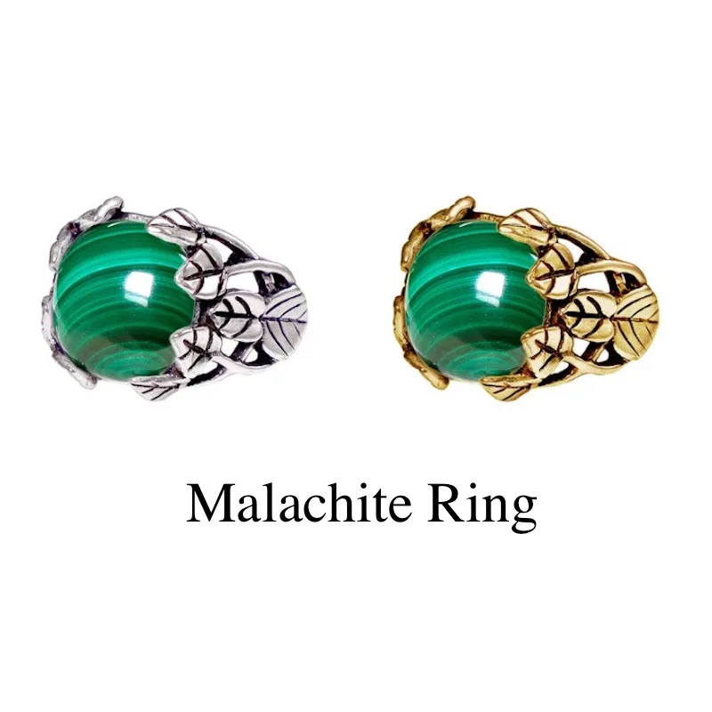 

Natural Malachite Garden Ring Hand Carved Gemstone Jewelry Gift for Women And Men