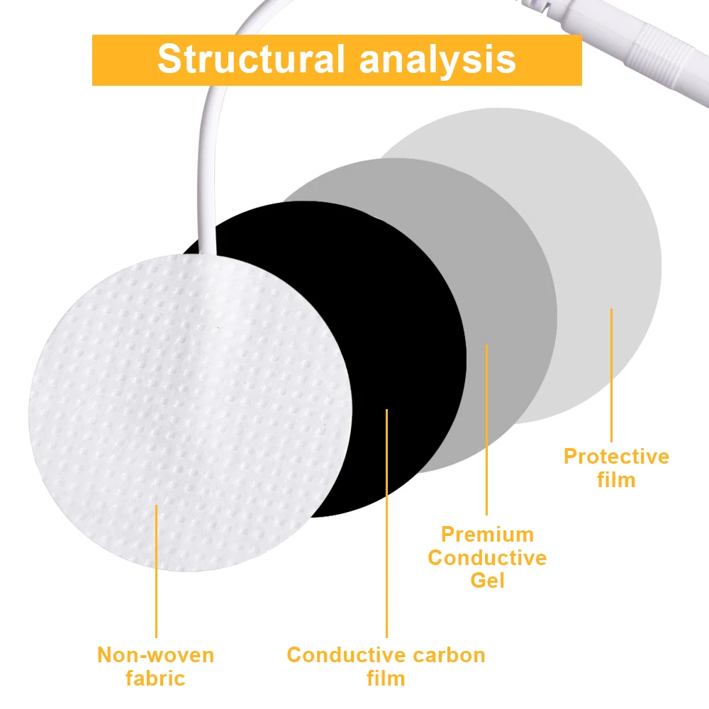 Coussinets d\'électrode ronds en tissu non tissé, autocollant en gel pour TENS EMS, masseur de thérapie numérique, électrique, UNIS isseur de