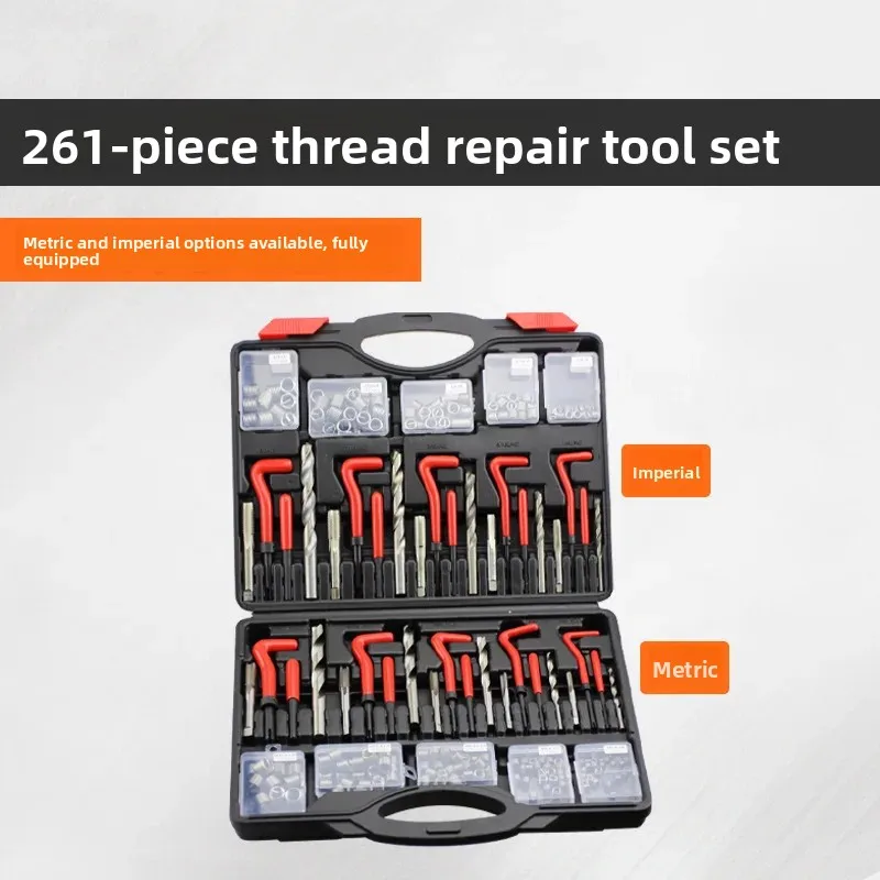 

For 261 Pieces Of Thread Repair Tool, Tap Drill Bit Set, Hand Used Self Tapping Screw sleeve,Tapping Tool, Thread Sleeve Repair