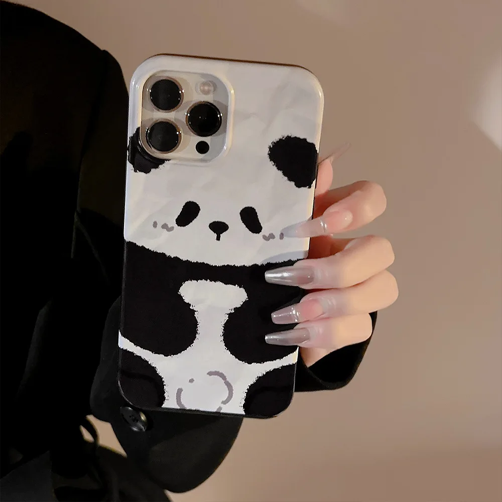 Protection Anti-collision Phone Case Suitable for IPhone 16 Promax 1514 Promax Pro 1312 11 Chinese Style Cute Cartoon Panda Fold