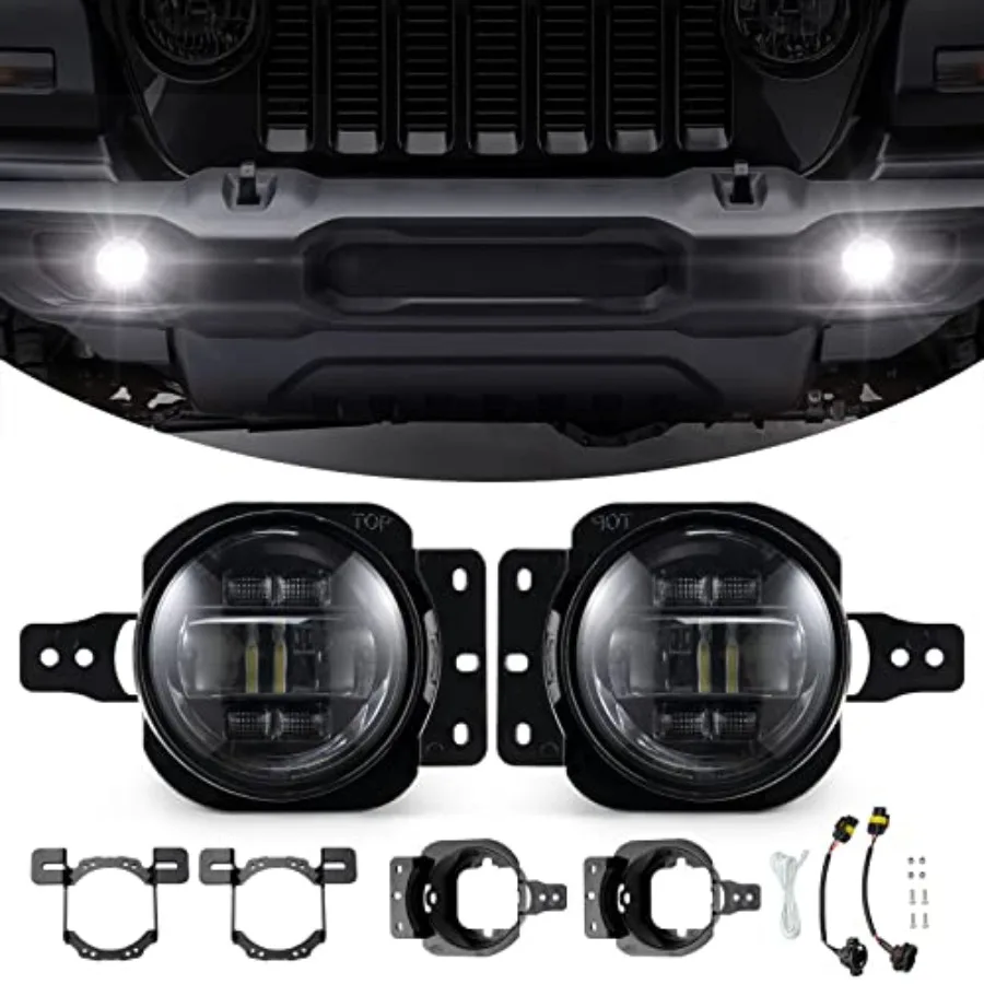 

Светодиодные противотуманные фары для Jeep Gladiator JT 2018-2025, аксессуары для Jeep Wrangler JL/4xe, комплект бамперных фонарей, 3 кронштейна, подходит для Sport