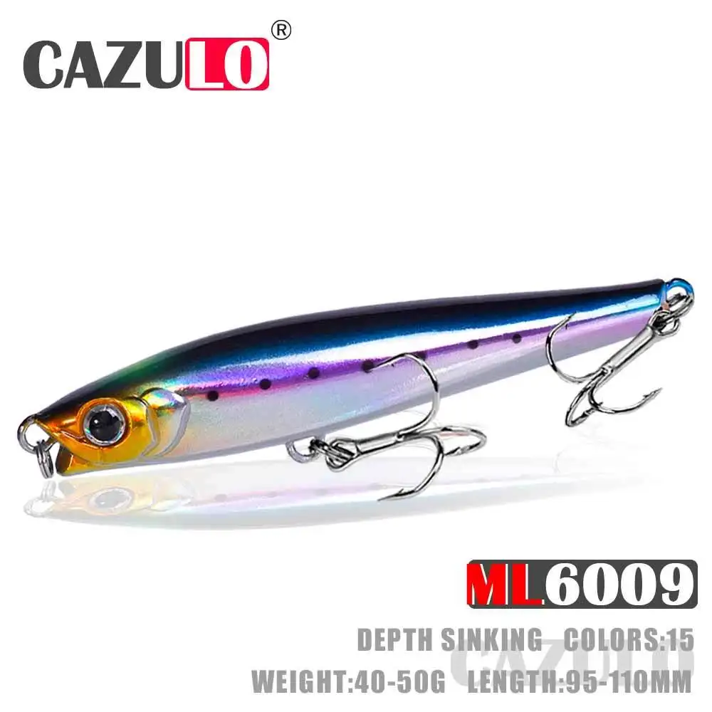 2022 Sinking Fishing Lure Minnow 40g 50g Pencil Rolling Fall Action Wobbler Imitates Dying Bait Peche Seabass Isca Artificial