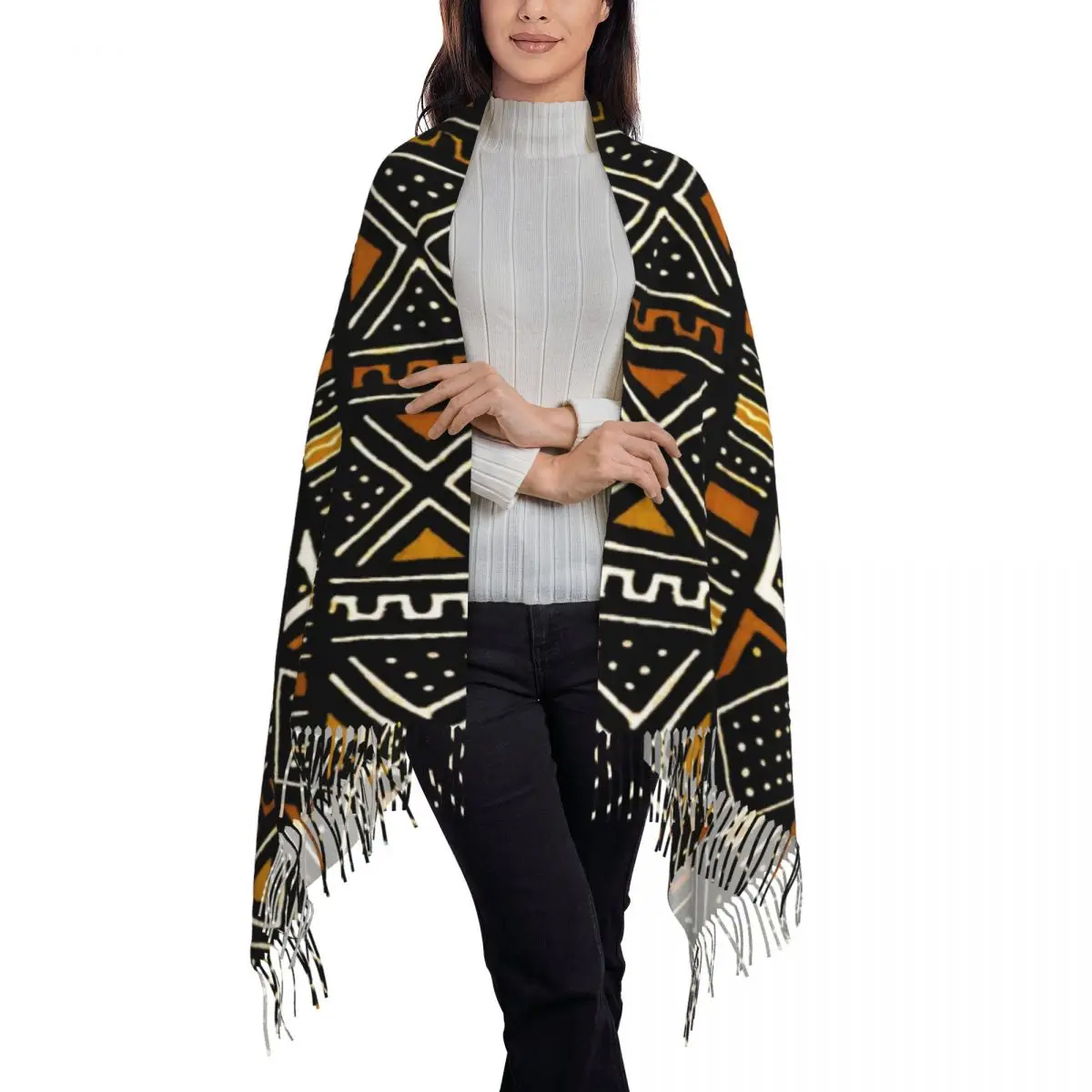 Custom Printed African Bogolan Scarf Men Women Winter Fall Warm Scarves Africa Ethnic Tribal Art Shawl Wrap