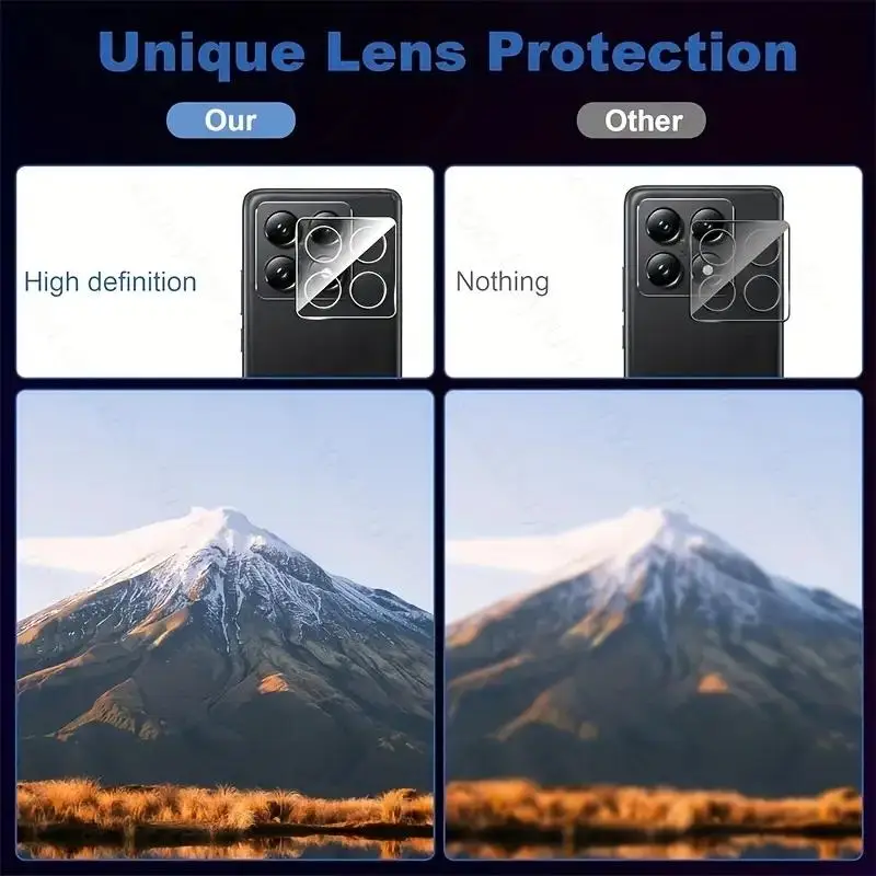 Protecteur d'objectif 3D transparent, 3 pièces, pour appareil photo Xiaomi Mi 13T 14T Pro Poco X6 X7 F6 Pro, couvercle en verre trempé, Protection complète