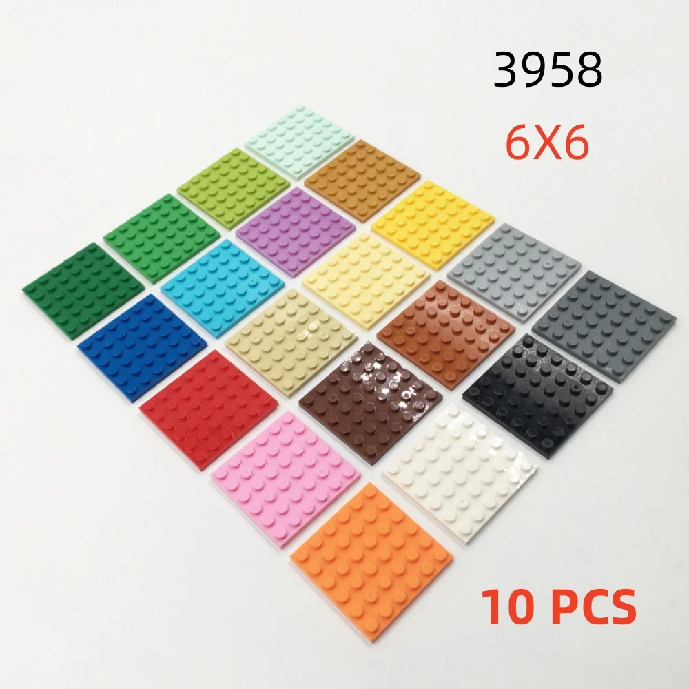 

10 Pcs/lot Buildings Blocks 3958 Plate 6x6 Bricks DIY Assmble Collections Bulk Modular GBC Toy For High-Tech MOC Set