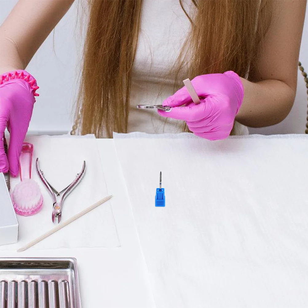 2 قطعة لقمة ثقب الأظافر على شكل صاروخ لإزالة البشرة طلاء الأظافر رأس مطحنة أداة مانيكير معدنية محمولة للاستخدام المنزلي والصالون