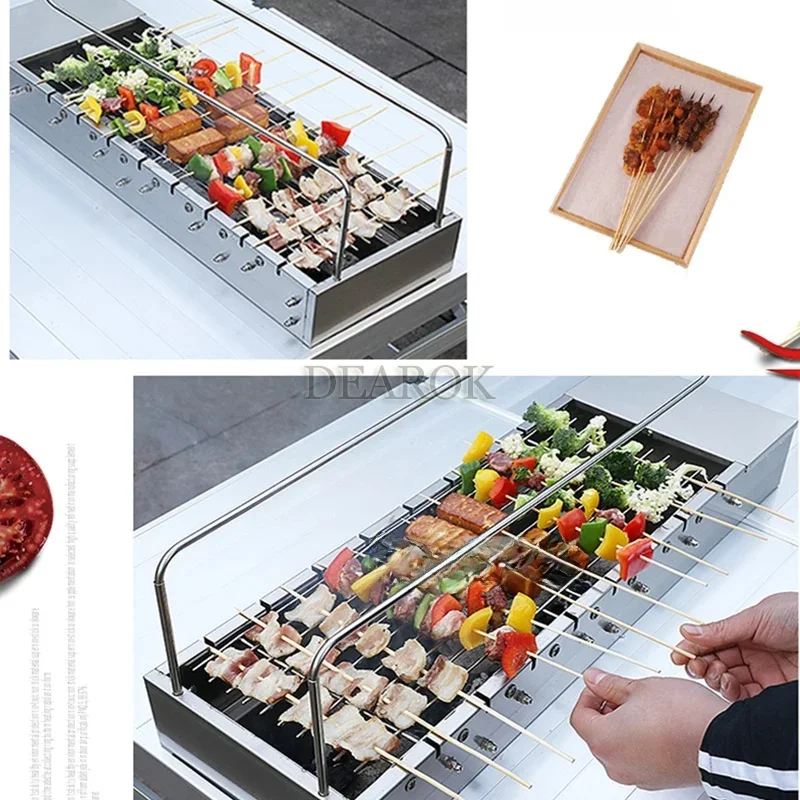 M máquina de churrasco de aço inoxidável ao ar livre portátil grill doméstico automático churrasco kebab máquina rotativa