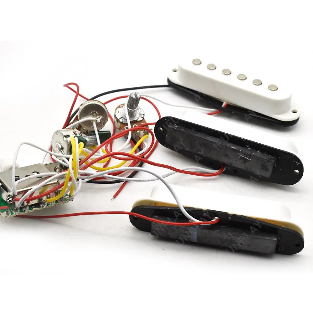 1 مجموعة الغيتار الكهربائي لاقط الأسلاك تسخير مسبقا 5-Way التبديل SSS لاقط 2T1V التحكم ل ST الغيتار الكهربائي أسود-أبيض #2