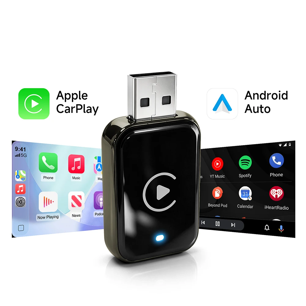 New 2 in 1 Wired to Wireless Carplay Adapter,WIFI 6 Smart Dongle Plug and Play Automatic Connection,Split Screen Carplay Adapter