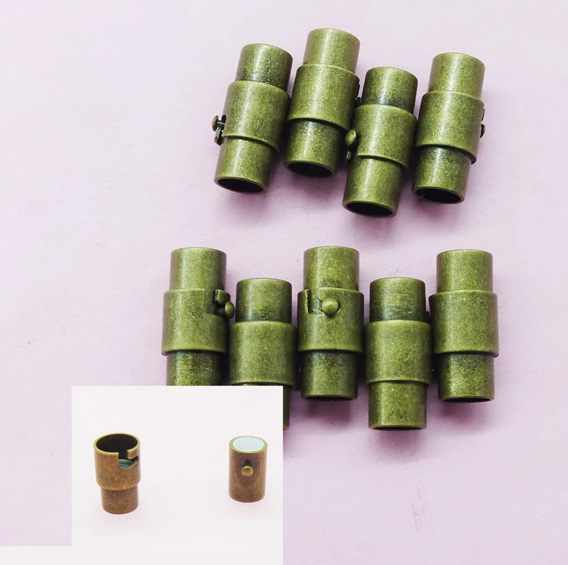 

100 шт., Концевики для кожаного шнура, 4 мм, кожаные ювелирные изделия, скользящие магнитные застежки с античным бронзовым покрытием