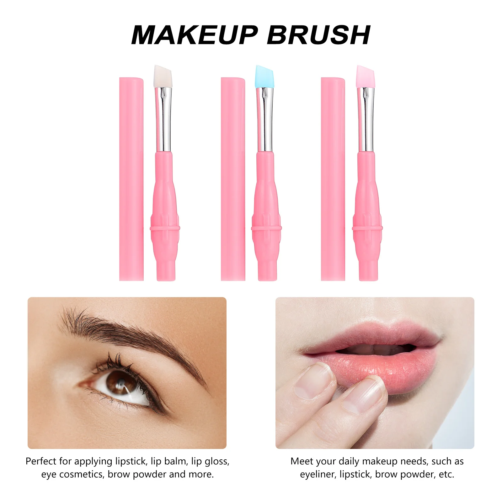 6Pcs 실리콘 눈썹 브러쉬 립스틱 아이 라이너 브로우 파우더 휴대용 액세서리를위한 다용도 메이크업 도구