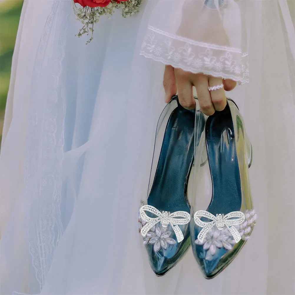 

Water Drill Shoe Flower Decor Removable Sparkling Bow Heel Clips For Women Wedding Party Rhinestone Shoe Charms