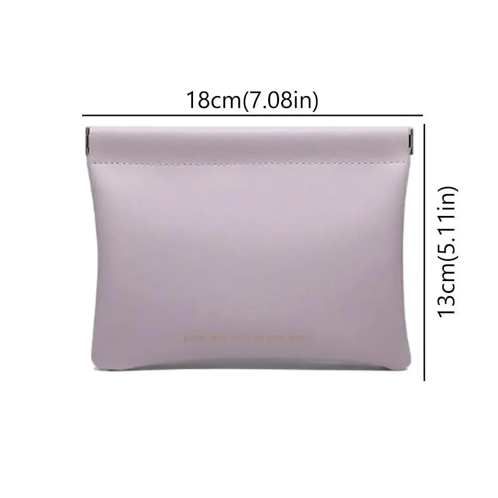 Portable Pu Leather Makeup Pouch Small Self-closing Storage Bag_voghion.com