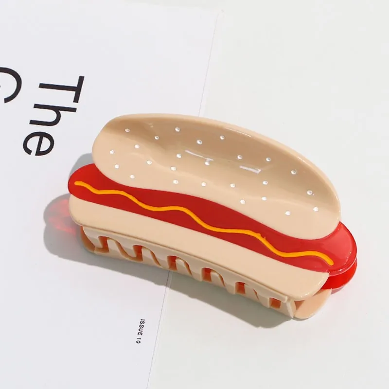 

New Fun Acetate Large Size Grab Clip Pan Hair Headwear Burger Hair Clip Back Head Hair Grab