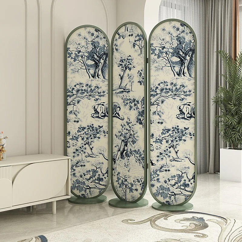 French screen, partition living room, mobile folding, solid wood office, facing the entrance door, folding screen retro blocking