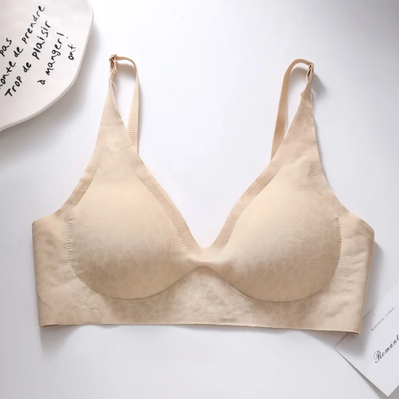 Nahtlose No-Show-BHs für Damen, drahtloser V-Ausschnitt, Bralette mit Leopardenmuster, herausnehmbare Polster, Sportunterwäsche, sexy Dessous, S-5XL – Detail 7