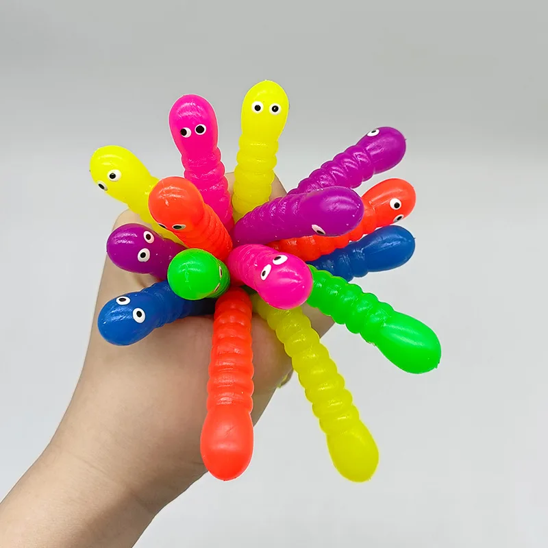 5 SZTUK Kolorowa gąsienica Pull Worm Noodle Fidget Toys Stretch String TPR Rope Anti Stress String Stress Relief Autism Vent Toys