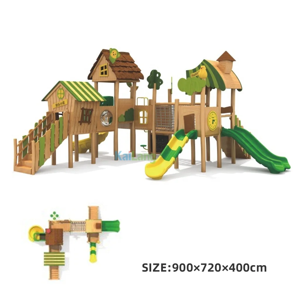 Customized Wooden Cabin Small Animal Park Slide Group Outdoor Sports Equipment Children's Sports Entertainment Playground view 3
