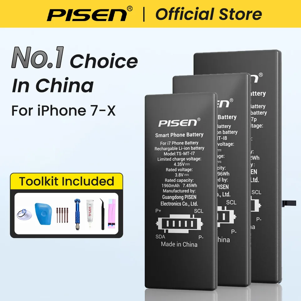 Batería PISEN para iPhone 7 8 Plus X XR XS Max, capacidad original, 0 ciclos, pieza de reemplazo superior para Apple