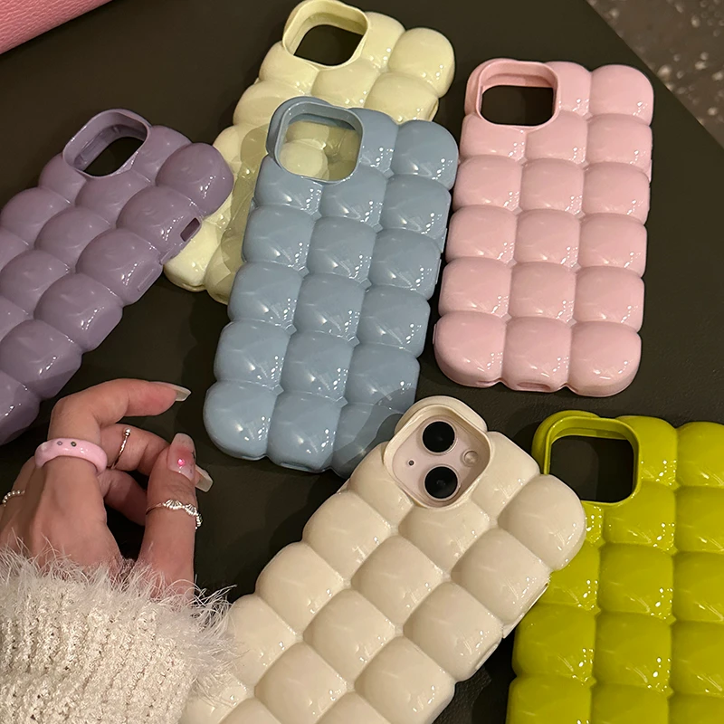 Japanese and Korean chubby puffs feel  phone case for iPhone 14 13 11 12 Pro Max girl anti-drop air cushion shell  Back Cover