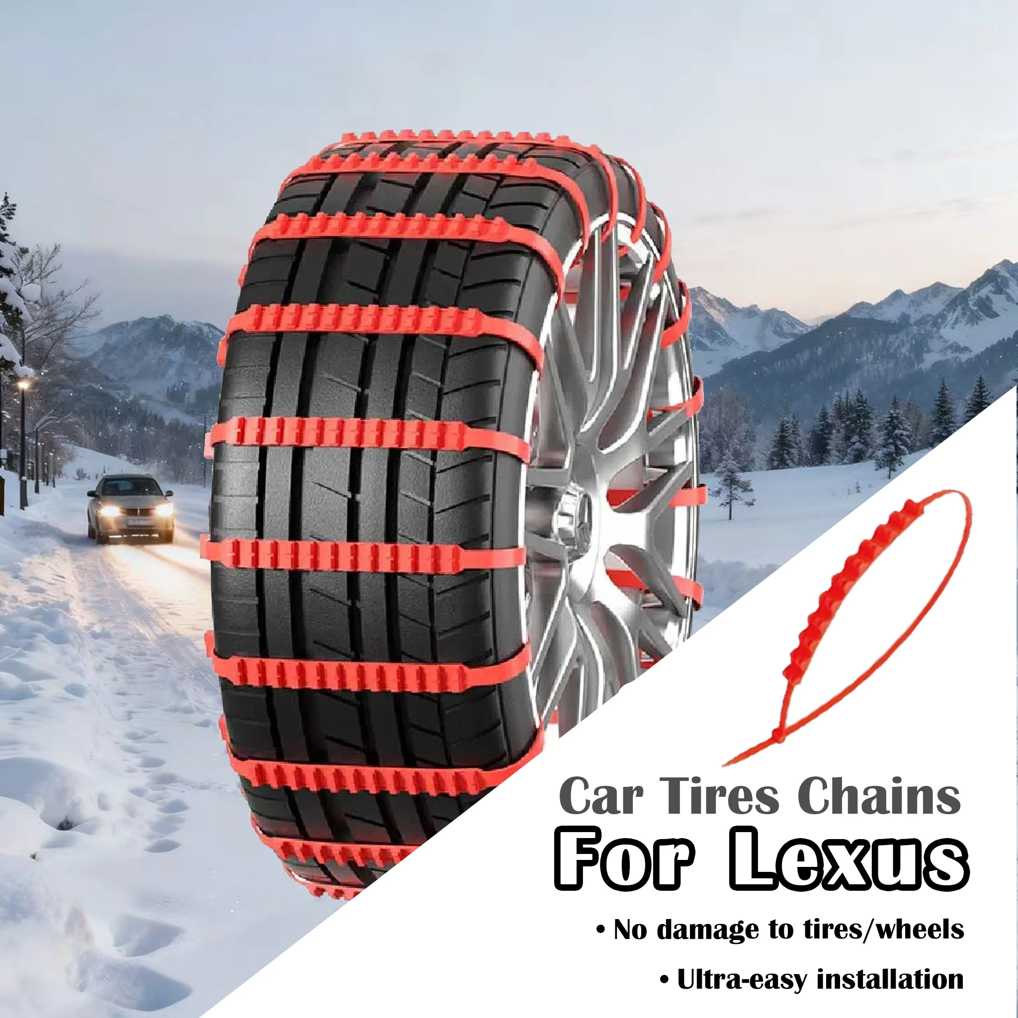 

Car Tire Chains Winter Snow Anti-Skid Tyre Cable Ties For Lexus ES300 RX330 RX300 GS300 IS250 IS200 CT200h NX RX