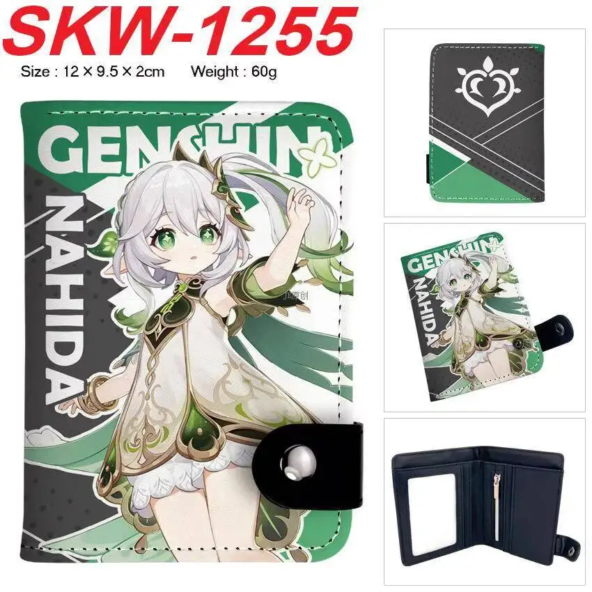 Genshin Impact Anime Merchandise Funina Zhongli Vertical Snap Wallet Coin Purse Unisex Back-To-School Student Card Holder Anime