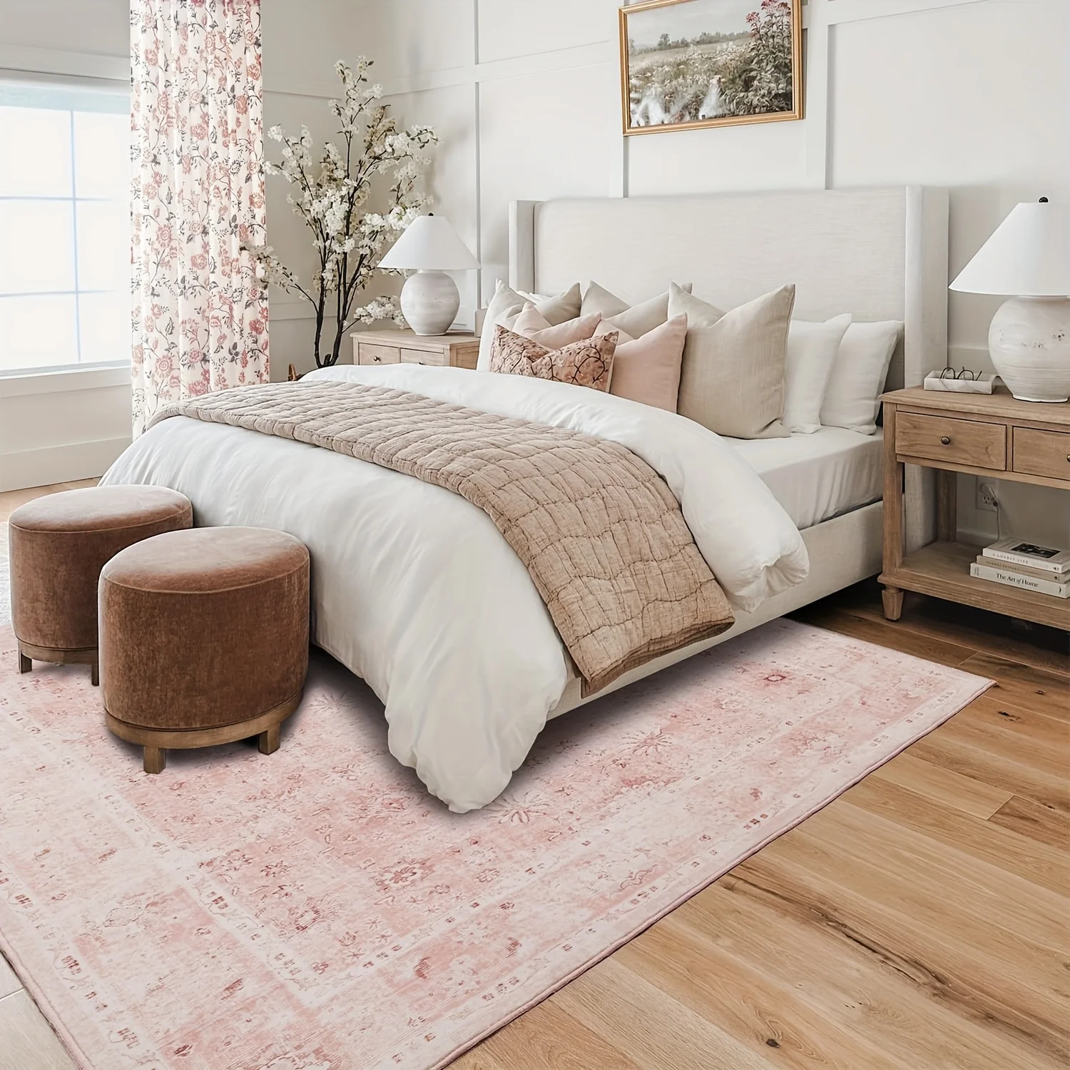 

Washable Carpet Features a Modern Floral Design Suitable for Living Rooms Bedrooms and Dining Areas It Is Soft Low-Pile
