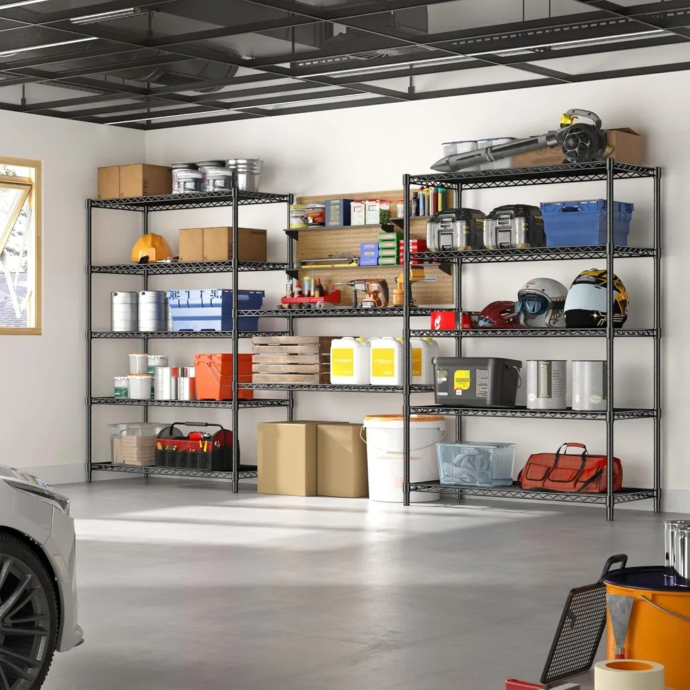 5 Tier Storage Shelves 71"H Wire Shelving Adjustable Metal Shelving,1000LBS Pantry Shelves Sturdy Steel Wire Shelf for Kitchen