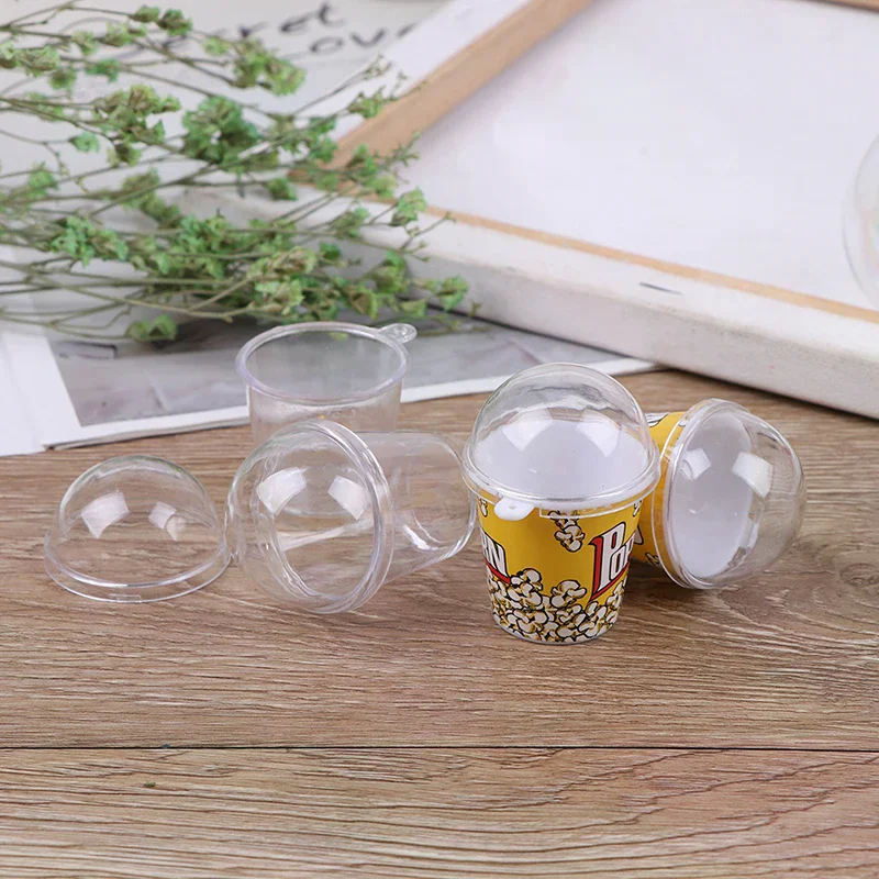 10pcs DIY  Charms Plastic Cups Miniature Cup with Dome Lid Doll House