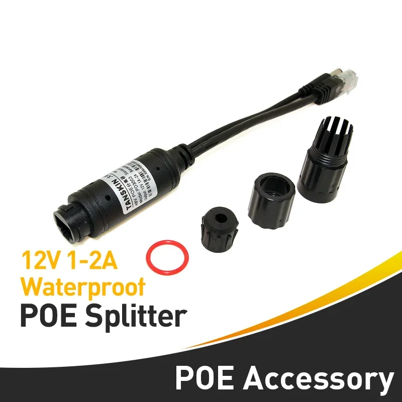 فاصل PoE مقاوم للماء 10/100 متر معيار IEEE 802.3af وطاقة إخراج 12V1A عبر إيثرنت لموصل كاميرا IP 5.5x2.1 مللي متر