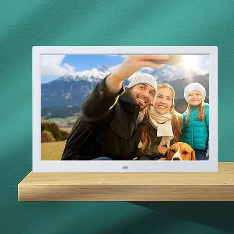 Porta-retratos digital de 15,6 polegadas com resolução 1366 * 768 Calendário de imagem de vídeo USB / SD Branco Porta-retratos digital preto