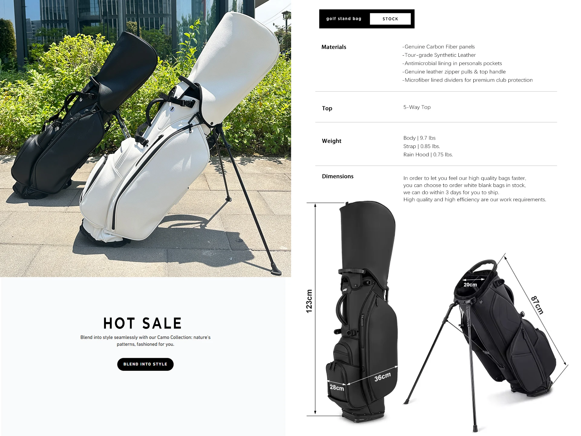 ASL GOLF Peças personalizadas Bolsa de golfe pequena Bolsa de golfe de couro pu leve e à prova d'água