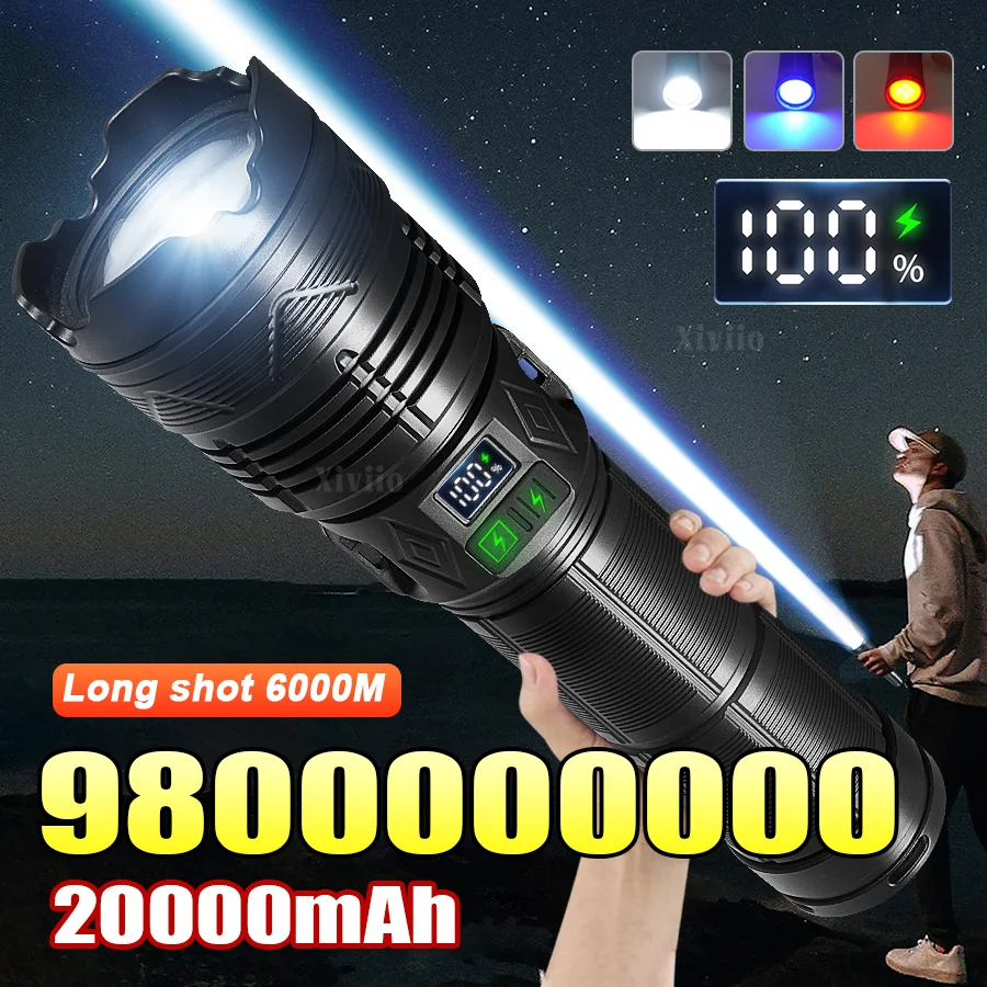 9800000000 Most Powerful Ultra Bright Flashlight with COB Tactical Torch Lantern 20000mAh Large Capacity Hand Lamp Best for Camp