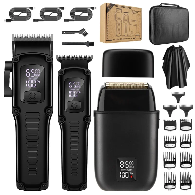 Resuxi 977 Professional 3 em 1 Hair Clipper Set, aparador de pêlos, Foil Shaver, Barbearia Máquina de Corte, 2024