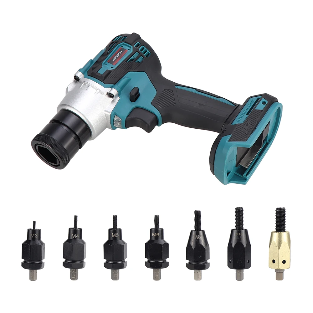 HIFESON Electric Rivet Gun Powerful Brushless Electric Submachine Gun Automatic Riveting Nut Gun Riveting Tool M3M4M5M6M8M10