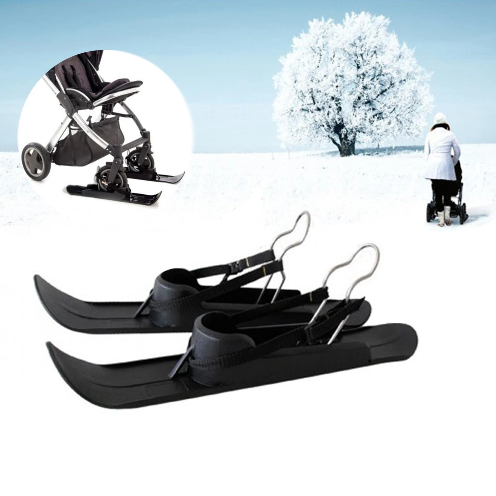 

Snow Sledge Board Snow Scooter Universal for Baby Stroller Balance Bikes Outdoor Stroller Skis Two-in-one Scooter Accessories