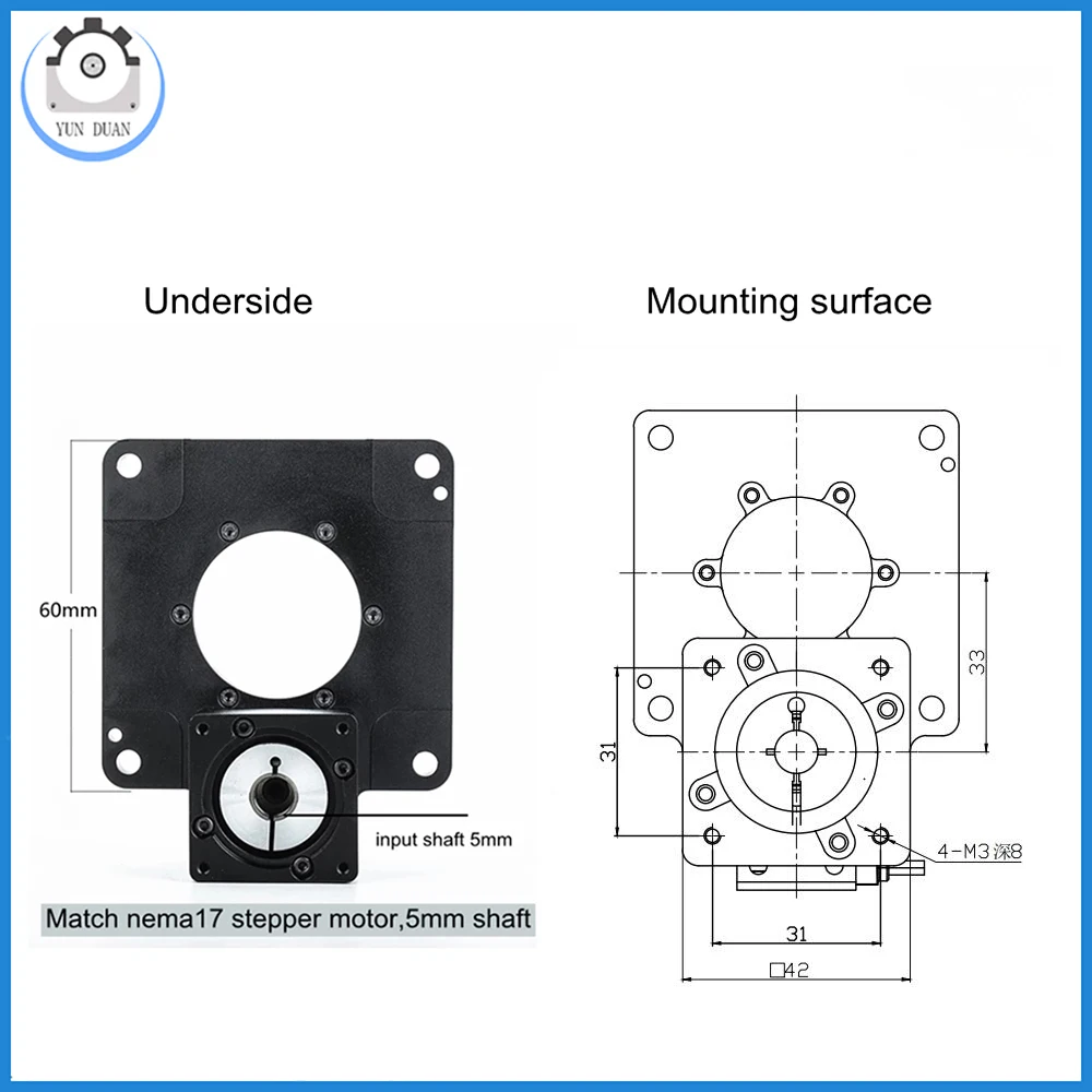 Imagem -03 - Caixa de Velocidades Oco Rotativo Divisor Plataforma Substituir dd Motor Nema17 Stepper Engrenagem Planetária Redutor Cnc Arc Ratio 5:1