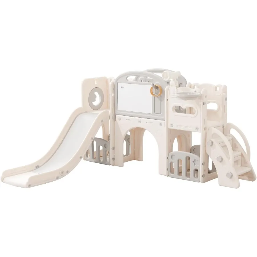 

11 in 1 Toddler Playset with Telescope and Slide Set Climber Basketball Hoop Tunnel Crawl Toys for Home Indoor Outdoor Playgrou